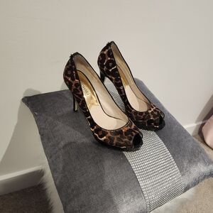 Michael Kors Brown Leopard Peep Toe Heels